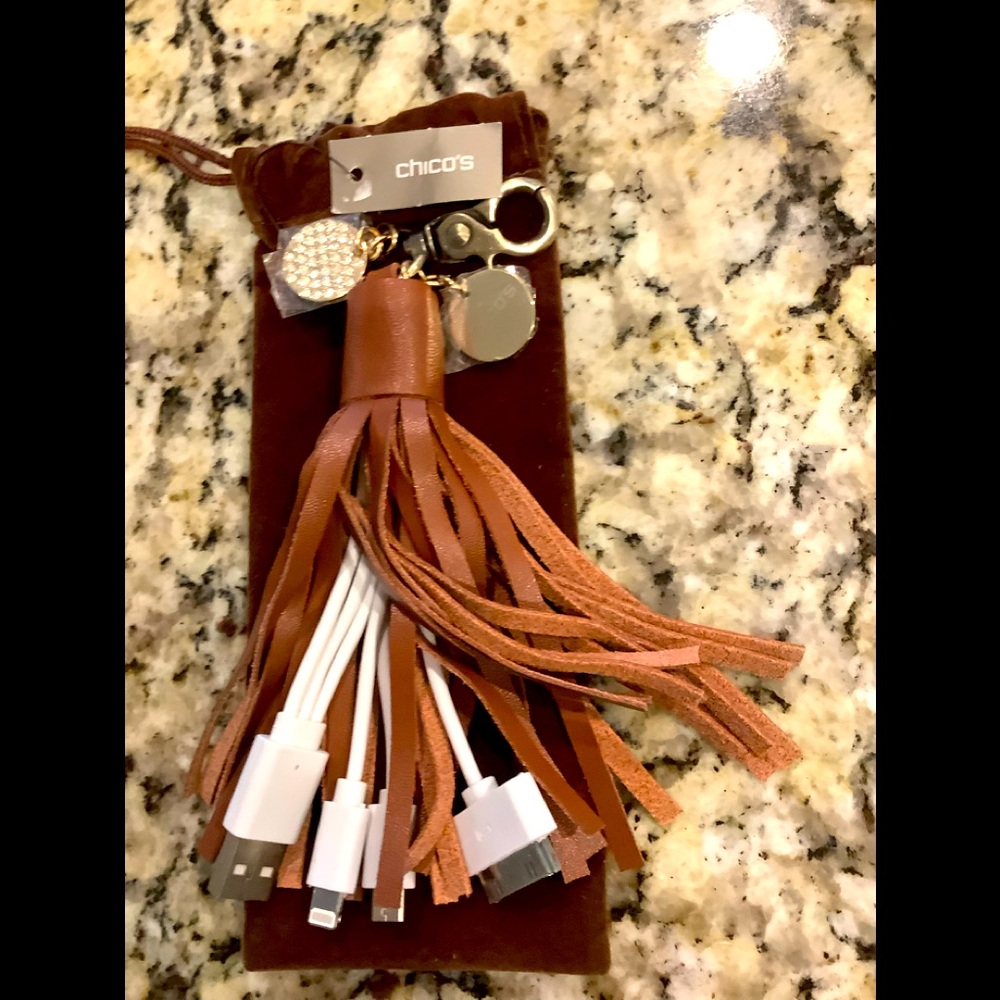 😊New from Chico’s a brown Tech Tassel that will attach to your purse or pouch
